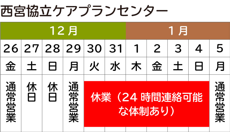 年末年始の営業に関して_ケアプランセンター